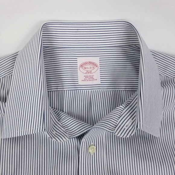 Brooks Brothers 346 Long Sleeve Button Down Dress Shirt Blue Striped Blue 16.5 - Picture 4 of 8